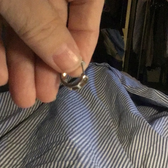 Sterling silver and cz huggie earrings - Picture 6 of 7